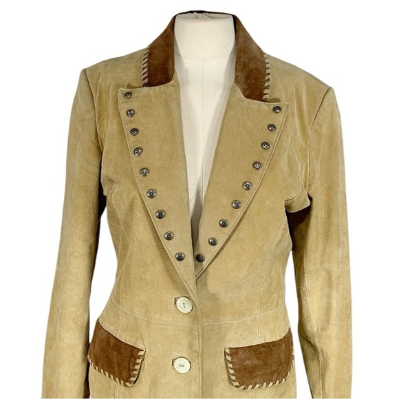Vintage Lew Margam Collection Suede Mid Length Leather Jacket Size 8 - Picture 5 of 12